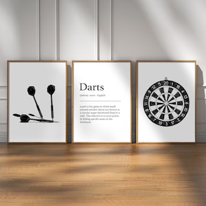 Darts Posters Set, Set van 3 Darts Prints, Darts Player Gift, Games Room Decor, Darts Cadeaus voor mannen, Gaming Room Wall Art, Dart Definition