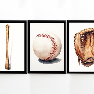 Baseball Druck 3er Set, Baseball druckbare Kunst, Baseball Poster, Sport Kunstdrucke, digitaler Download, Jungen Schlafzimmer Kunst, Baseball Kunst, Son