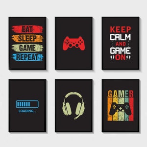 Gaming Prints, Gaming Poster, Gaming Wall Art Set of 6, Gaming Room Decor, Gamer Gift, Games Room Art,Boys Bedroom Decor, Video Game Print