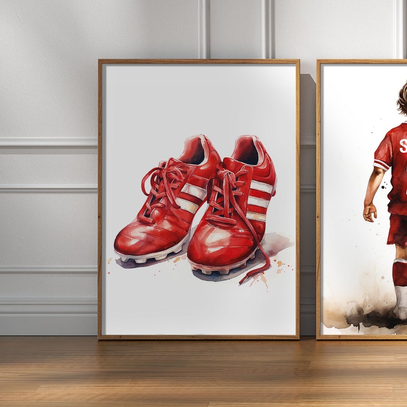 Set of 3 Football Wall Art Prints, Personalised Football Prints, Boys