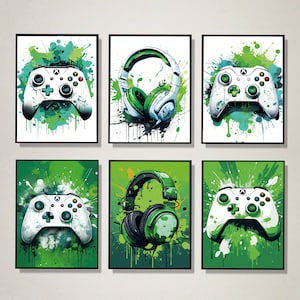 Gaming Prints Set of 6 Gamer Decor Gamer Wall Art Teen Room Prints, Boys Bedroom Decor, Gaming Wall Art, Games Room Poster, A4 Digital Print