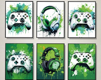Gaming Prints Set of 6 Gamer Decor Gamer Wall Art Teen Room Prints, Boys Bedroom Decor, Gaming Wall Art, Games Room Poster, A4 Digital Print