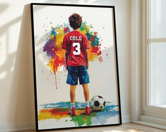 Impressions personnalisées de football, affiche de football, décoration de football de chambre de garçons, cadeau de football pour garçons, art mural football pour garçons, cadeau pour garçon