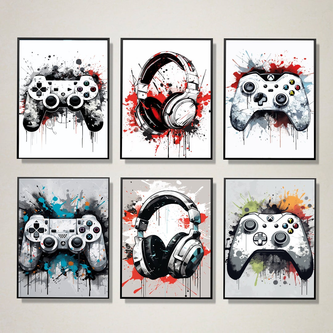 Set of 6 Gaming Wall Art, Gaming Prints, Gamer Gift, Boys Bedroom Decor, Teen Room Prints