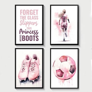 Linilioart Voetbal Wall Art Posters, Set van 4 Voetbal Art Schilderij