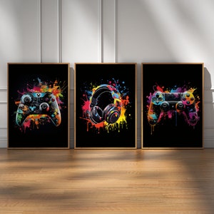 Gaming Poster, Neon Gaming Prints, Gaming Wall Art, Gaming Room Decor, Gamer Gift, Neon Boys Bedroom Decor, Video Game Print, Son Gifts