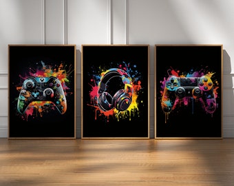 Gaming Poster, Neon Gaming Prints, Gaming Wall Art, Gaming Room Decor, Gamer Gift, Neon Boys Bedroom Decor, Video Game Print, Son Gifts
