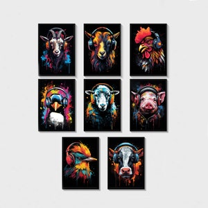 Gaming Prints, Gaming Poster, Gaming Wall Art Set of 8, Animal Gaming Print, Gamer Gift, Games Room Art,Boys Bedroom Decor, Video Game Print