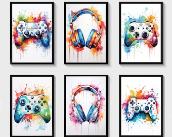 Gaming Prints, Gaming Poster, Gaming Wall Art Set of 6, Gaming Room Decor, Gamer Gift, Games Room Art,Boys Bedroom Decor, Video Game Print