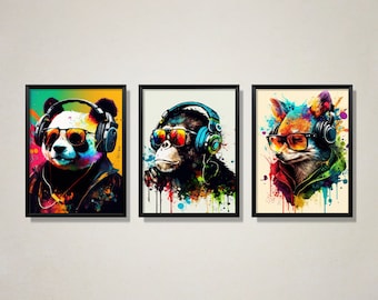 Set of 3 gaming prints, gaming prints, gamer prints, gamer decor, graffiti wall art, teen room prints, son gift, brother, gaming room decor