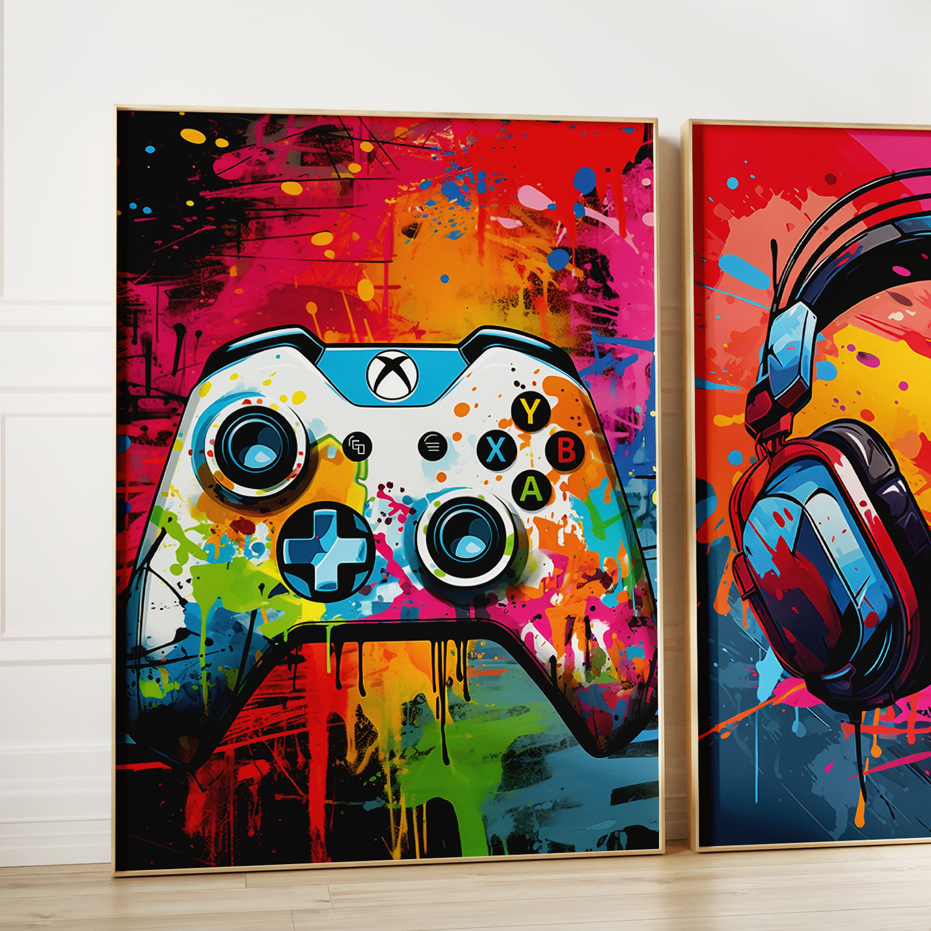 Graffiti Gaming Prints, Gaming Poster Wall Art, Set of 3 A3