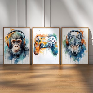 Gaming Poster, Watercolour Gaming Print, Gaming Wall Art, Gaming Room Decor, Gamer Gift Gaming Posters, Boys Bedroom Decor, Video Game Print