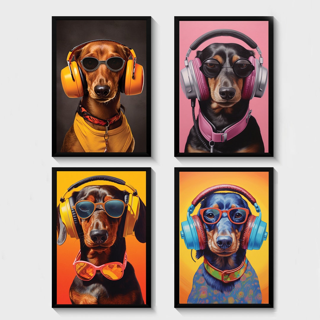Dog Wall Art Dog Prints Dachshund Wall Art Gaming Print Etsy