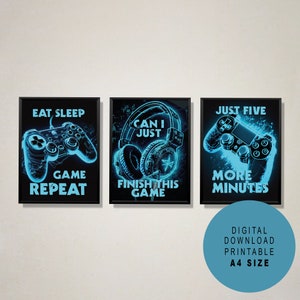 Gaming Prints Set Of 3 | Gamer Print | Gaming Wall Art | DIGITAL DOWNLOAD | Game Print | Games Room Prints | Neon Style | Gaming Posters