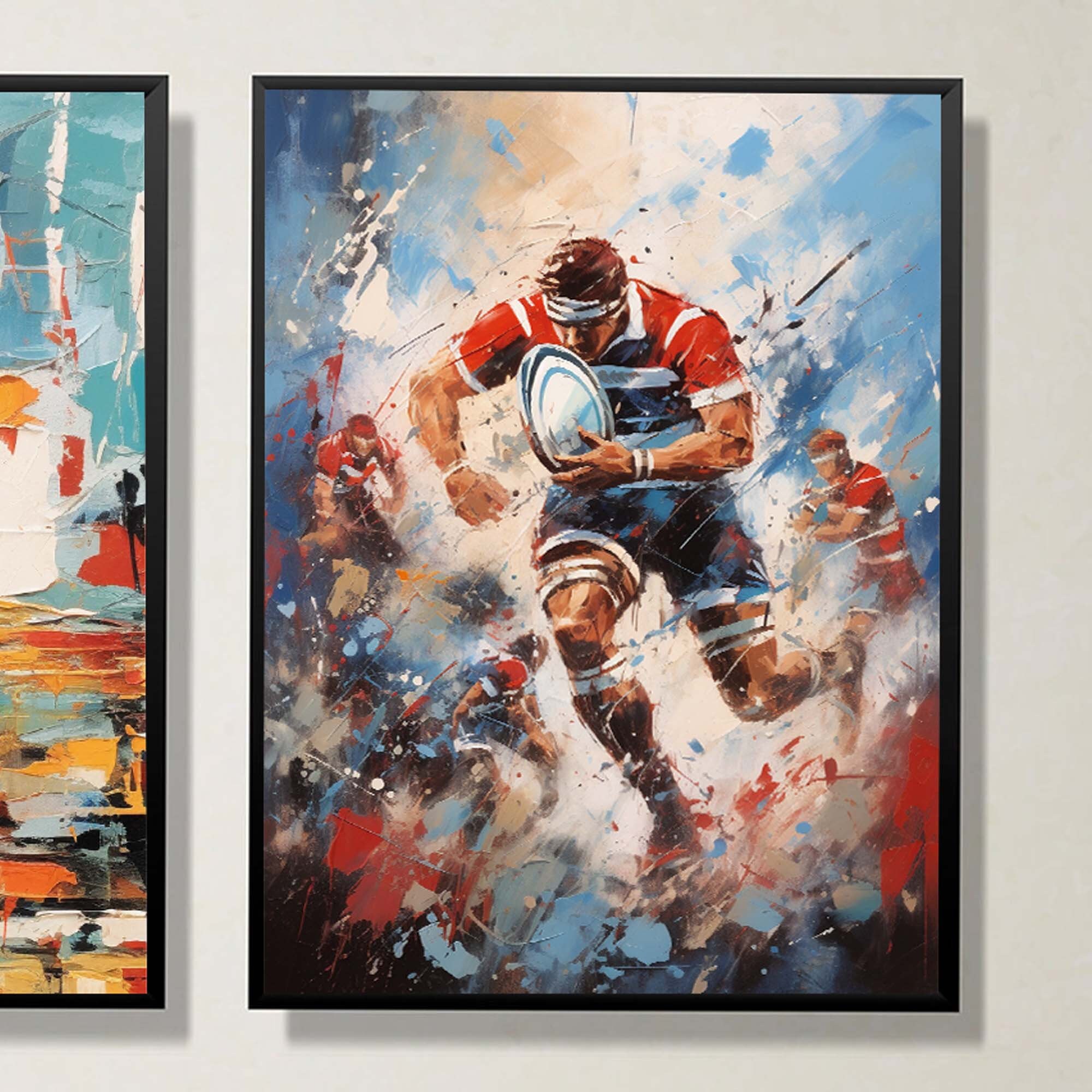 Set of 6 Rugby Prints, Abstract Rugby Wall Art, Rugby Posters, Boys ...