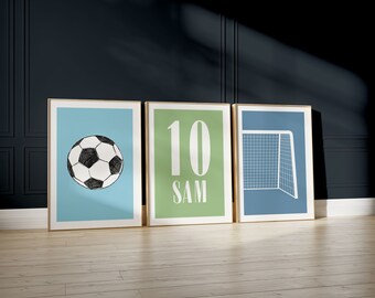 Personalised Football Wall Art, Football Prints, Boys Bedroom Decor, Kid Bedroom Football Decor, Football Shirt Name Print, Football Nursery