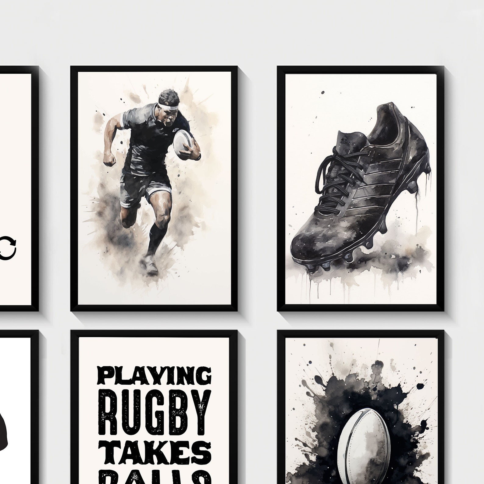 Rugby Print Set, Set of 12 Rugby Posters, Rugby Gifts, Boys Bedroom ...