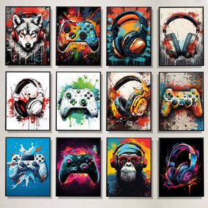 Gaming Print Bundle, Set of 12 Gaming Prints, Gaming Wall Art, Gamer Prints, Gaming Posters, Boys Bedroom Decor, DIGITAL Printable Artwork