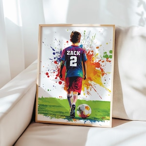 Voetbalprint, voetbalprint, cadeau voor jongens, gepersonaliseerde voetbalposter, voetbalcadeau, voetbalcadeau, afdrukbare muurkunst, jongenskamerdecor