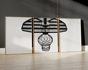 3 Piece Basketball Wall Art, Boys Bedroom Wall Art, Teen Boy Room Decor, Basketball Prints, Teenage Boy Gift, Basketball Art, A3 Digital Art