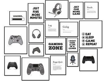 Gran conjunto de arte de pared para juegos, descarga digital, impresión de videojuegos, regalo para niños, decoración de dormitorio para niños, regalo de jugador, impresiones de juegos, arte de pared para juegos