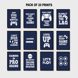 Pack of 20 Gaming Prints, Gaming Wall Art, Gift For Boys, Gaming Decor, Teen Room Print, Video Game Print, Gamer Gift, Boys Bedroom Print