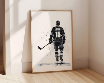 Personalized Hockey Print For Boys Bedroom Hockey Posters Custom Hockey Wall Art Hockey Gift for Boys Room Hockey Art Wall Art For Boys