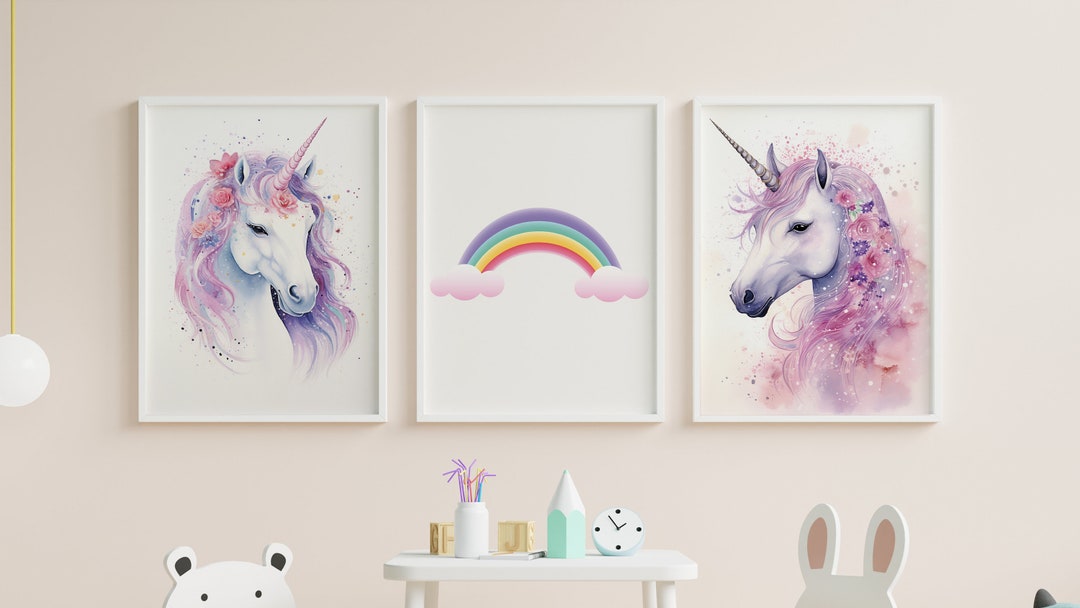 Unicorn Prints for Girls Bedroom, Unicorn Nursery Decor, Unicorn ...