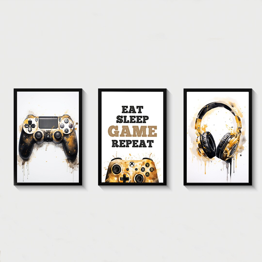 Set of 3 Gaming Prints, Games Poster, Gaming Room Decor, Gaming Wall