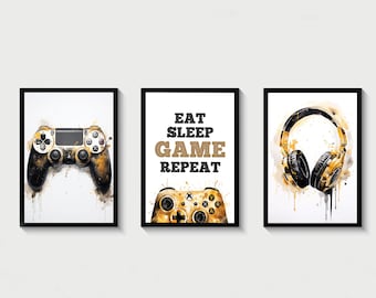 Set of 3 Gaming Prints, Games Poster, Gaming Room Decor, Gaming Wall Art, Gaming Gift, Boys Bedroom Decor, Teen Room Prints, Gamer Decor