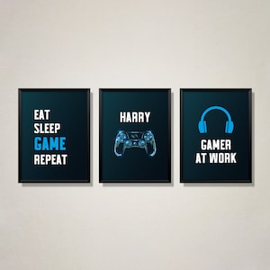 Gamer Wall Print Set of 3, Personalised, Boys Room, Gaming room, Bedroom, Home Decor, Gaming Wall Art, Gaming Printable Wall Art, Digital