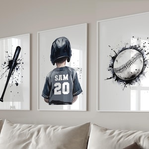 Personalized Baseball Posters, Personalized Baseball Prints, Custom Baseball Wall Art, Baseball Gift for Boys Decor, Baseball Art Digital