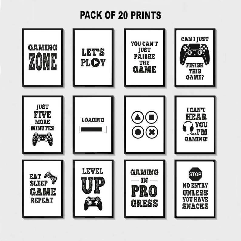 Gaming Message Poster Gaming Prints Set of 20, Gaming Poster, Gaming Wall Art, Gaming Room ...