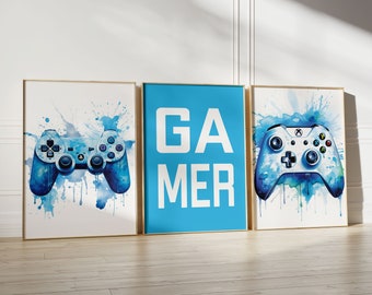 3er Set Gaming Drucke Gamer Dekor Graffiti Wandkunst Jugendzimmer Drucke, Jungen Schlafzimmer Dekor, Gaming Wandkunst, Spielzimmer Druck, Digital