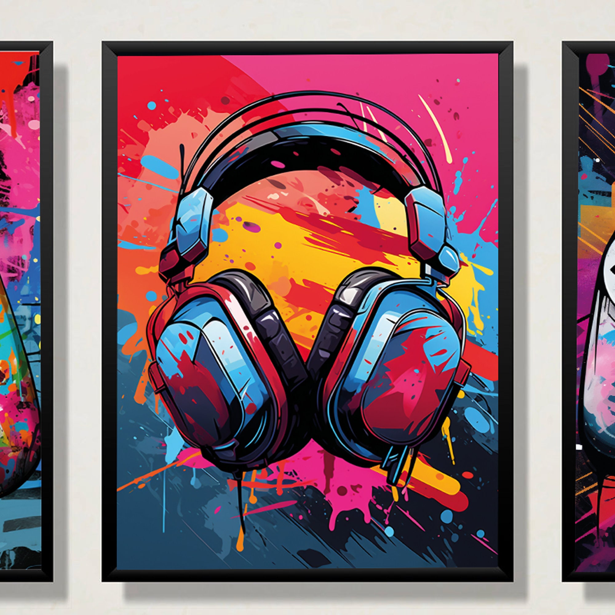 Graffiti Gaming Prints, Gaming Poster Wall Art, Set of 3 A3