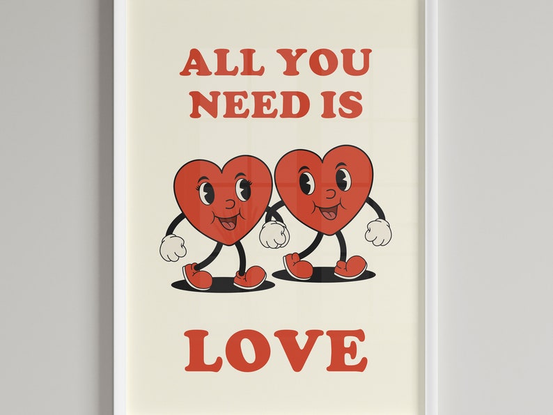 All You Need is Love Print Valentines Printable Valentines Etsy