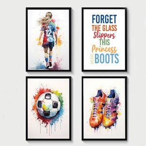 Personalised Football Prints, Football Wall Art, Custom Football Prints, Girls Bedroom Wall Art, Gift For Girls Daughter, Soccer Prints