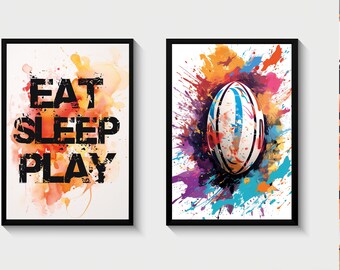 フットボールプリントセット、サッカーウォールアート、ラグビー