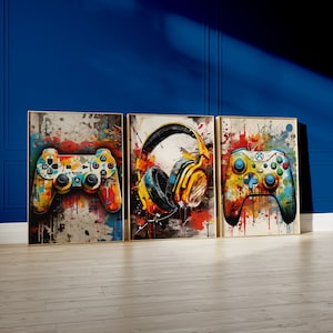 Set of 3 Gaming Prints, Gaming Room Poster, Gamer Room Decor, Gaming Wall Art, Gaming Gifts For Son, Boys Bedroom Decor, A4 Digital Download