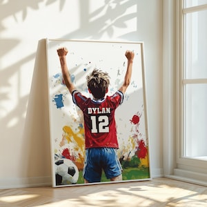 Gepersonaliseerde voetbalprint, voetbalprint, cadeau voor jongens, voetbalposter, voetbalcadeau, voetbalcadeau, afdrukbare muurkunst, jongenskamerdecoratie