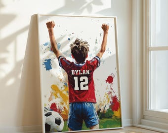 Personalised Football Print, Soccer Print, Gift for Boys, Football Poster, Soccer Gift, Football Gift, Printable Wall Art, Boys Room Decor