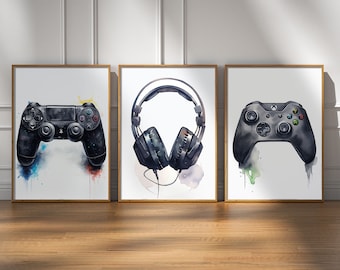Gaming Prints, Gaming Poster, Gaming Wall Art Set of 3, Gaming Room Decor, Gamer Gift, Games Room Art,Boys Bedroom Decor, Video Game Prints