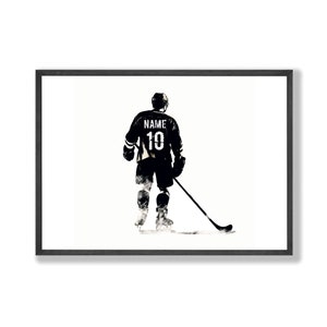 Regali personalizzati per giocatori di hockey, Arte ad acquerello, Arte da parete per hockey, Regali per hockey, Maglia da hockey personalizzata, Stampe per camera da letto per adolescenti, Regalo per ragazzi