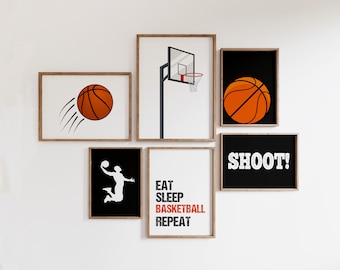 Basketball Gallery Wall Art, Basketball Prints, Basketball Poster, Gift For Boys, Basketball Gift, Boys Bedroom Decor, Basketball Wall Art