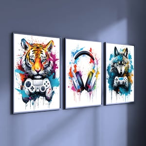 Gaming Prints, A4 Gaming Posters, Gaming Wall Art, Set of 3 Digital Art, Gaming Room Decor, Gamer Gift, Games Room Art, Boys Bedroom Prints
