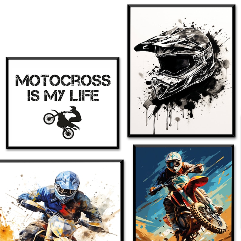 Motocross Wall Art Set of 16 Motocross Prints Dirt Bike Etsy Australia