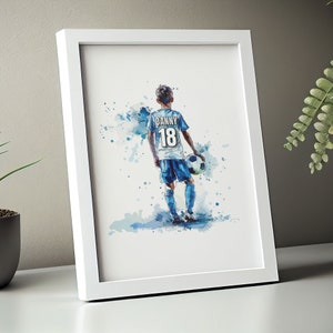 Impressão de arte de parede de futebol para impressão, pôster de futebol personalizado, decoração de quarto de meninos, decoração de quarto de adolescente, presentes abstratos de futebol, camisa de futebol, presente de futebol
