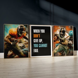 NFL American Football Wandkunst, A3 Fußball Drucke, Fußball Wandkunst, 3er-Set digitaler Download, Jungen Schlafzimmer Dekor, Fußball Drucke, NFL Kunst