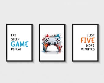 Set of 3 Gaming Posters, Games Room Wall Art, Boys Bedroom Decor, Gaming Poster, Video Games Poster, Gaming Print, Gift For Boys, Gamer Gift
