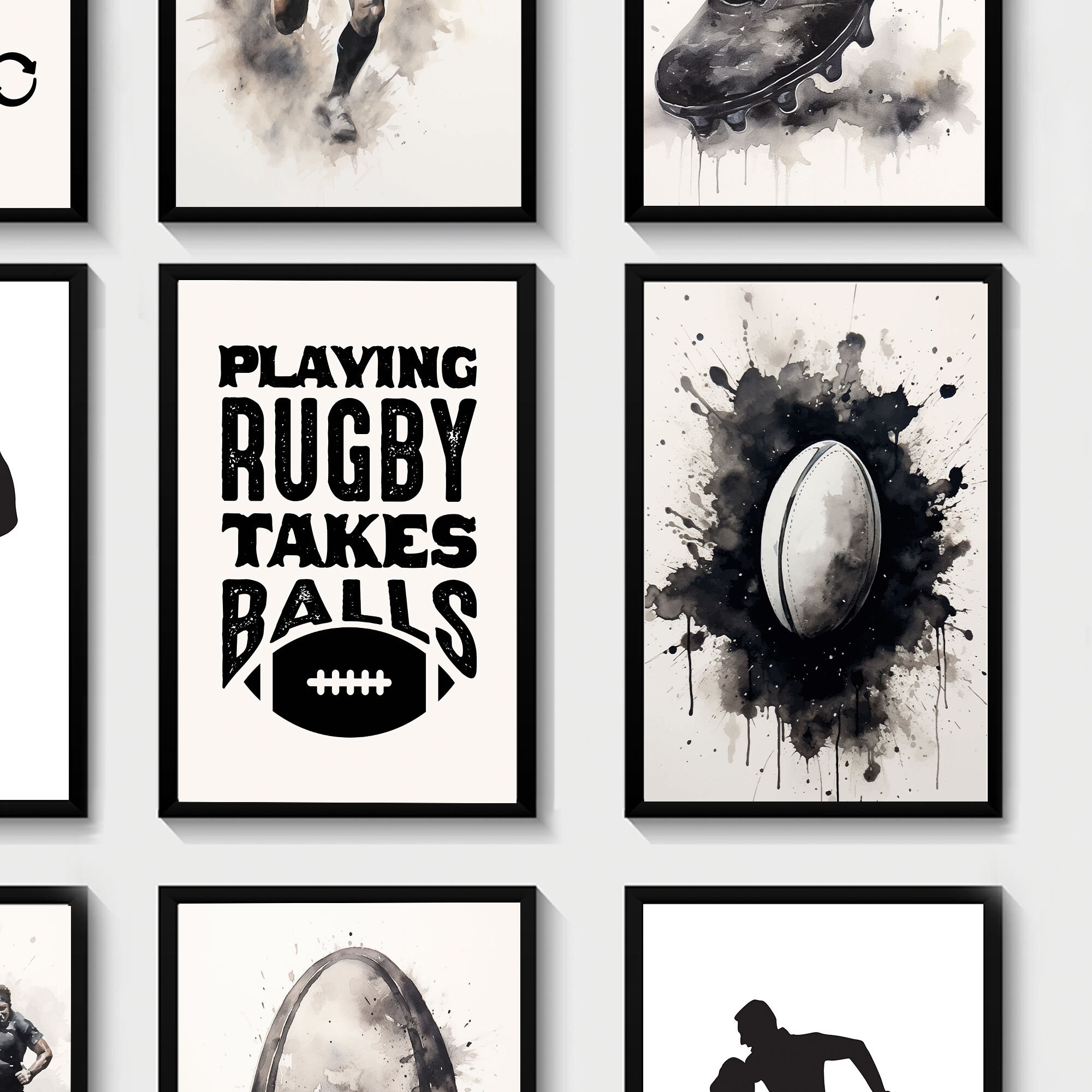 Simple Rugby Posters Rugby Print Set, Set of 12 Rugby Posters, Rugby Gifts, Boys Bedroom ...